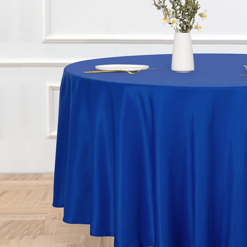 sancua Round Tablecloth - 120 Inch - Water Resistant Spill Proof Washable Polyester Table Cloth Decorative Fabric Table Cover for Dining Tables, Buffet Parties and Camping, Blue - Image 2